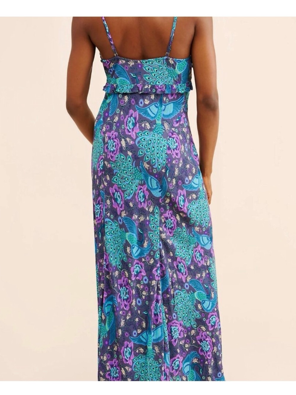 Spell Boheme Bias Cut Maxi Dress in Peacock Colorway, Size Small. - Picture 4 of 14